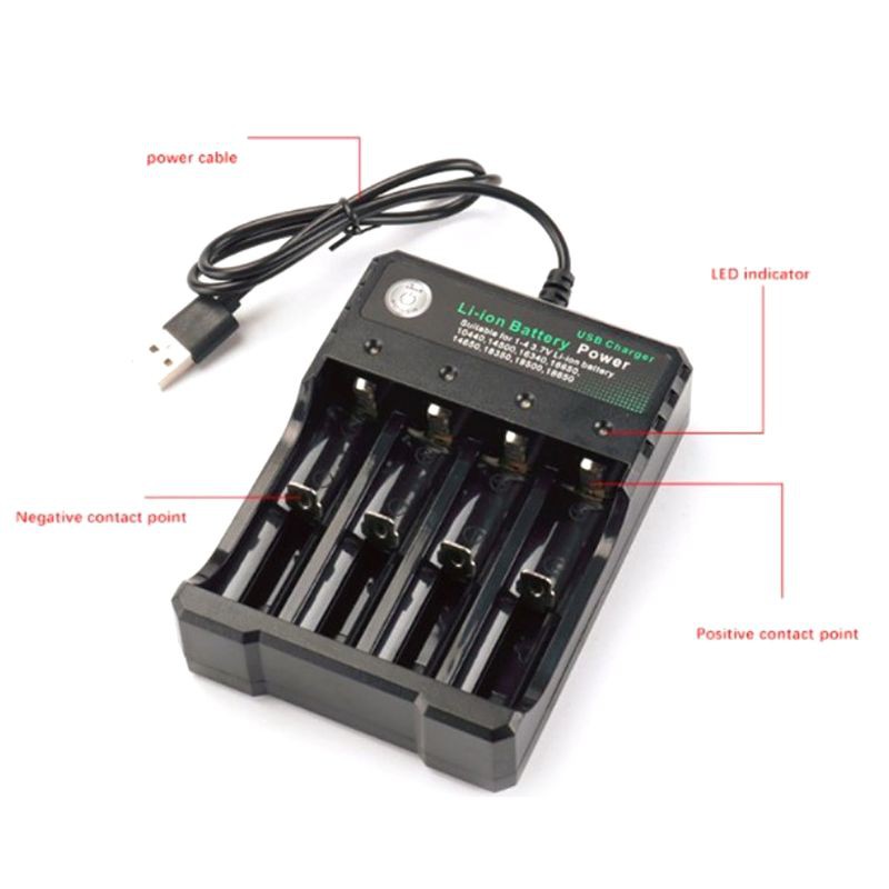 Ổ sạc pin 4 ngăn tiện dụng 3.7V 18650/8350/16340/14500