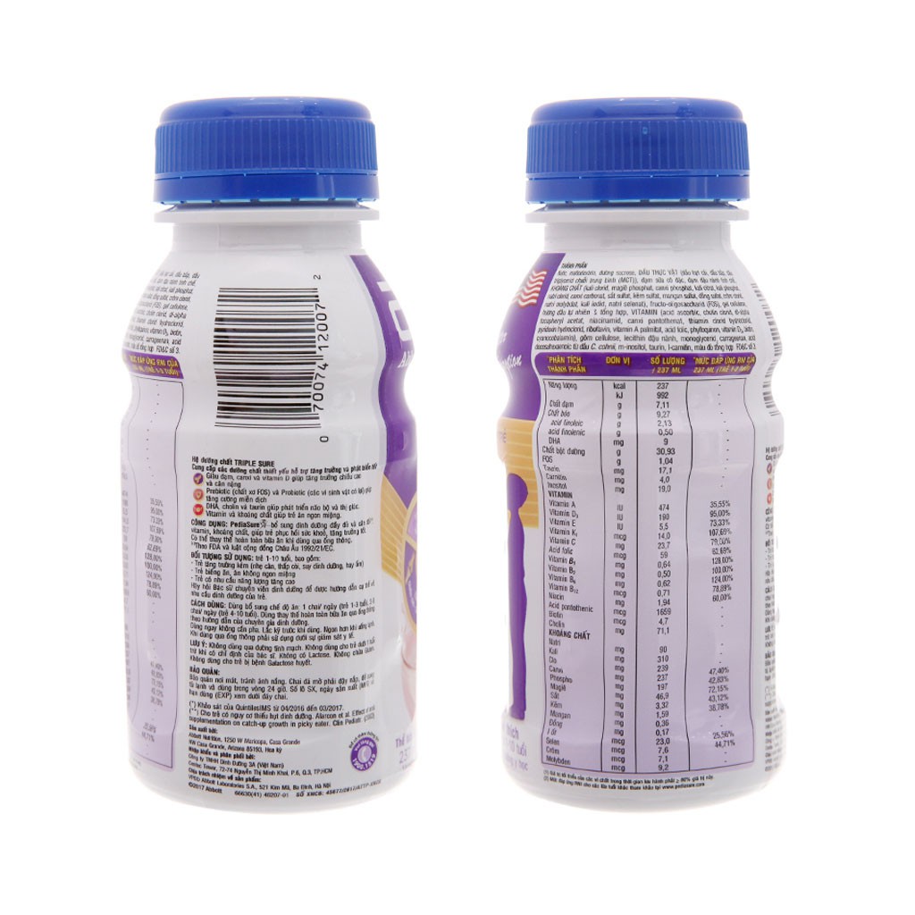 [CHÍNH HÃNG] Sữa Bột Pha Sẵn Abbott PediaSure BA Hương Vani Lốc 6 Chai x 237ml (Dinh dưỡng đầy đủ và cân đối)