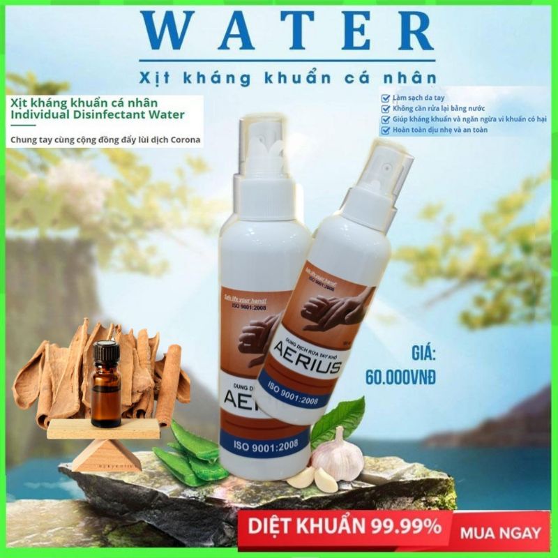 Gel xịt sát khuẩn AERIUS- Dung dịch rửa tay khô sát khuẩn, diệt khuẩn 99% Đã Được Kiểm Định | BigBuy360 - bigbuy360.vn