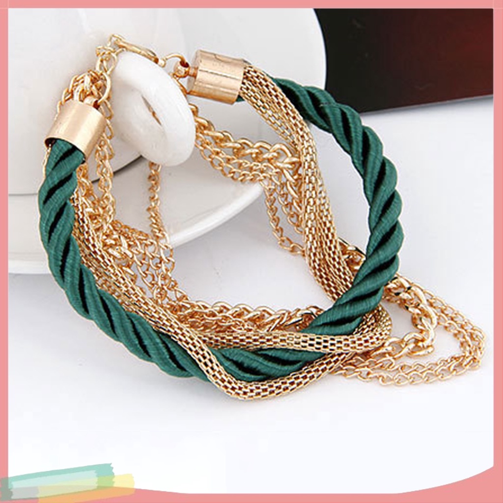 Vòng Tay Hợp Kim Nhiều Lớp Màu Trơn Kiểu Dáng Đơn Giản Thời Trang Cho Nữ