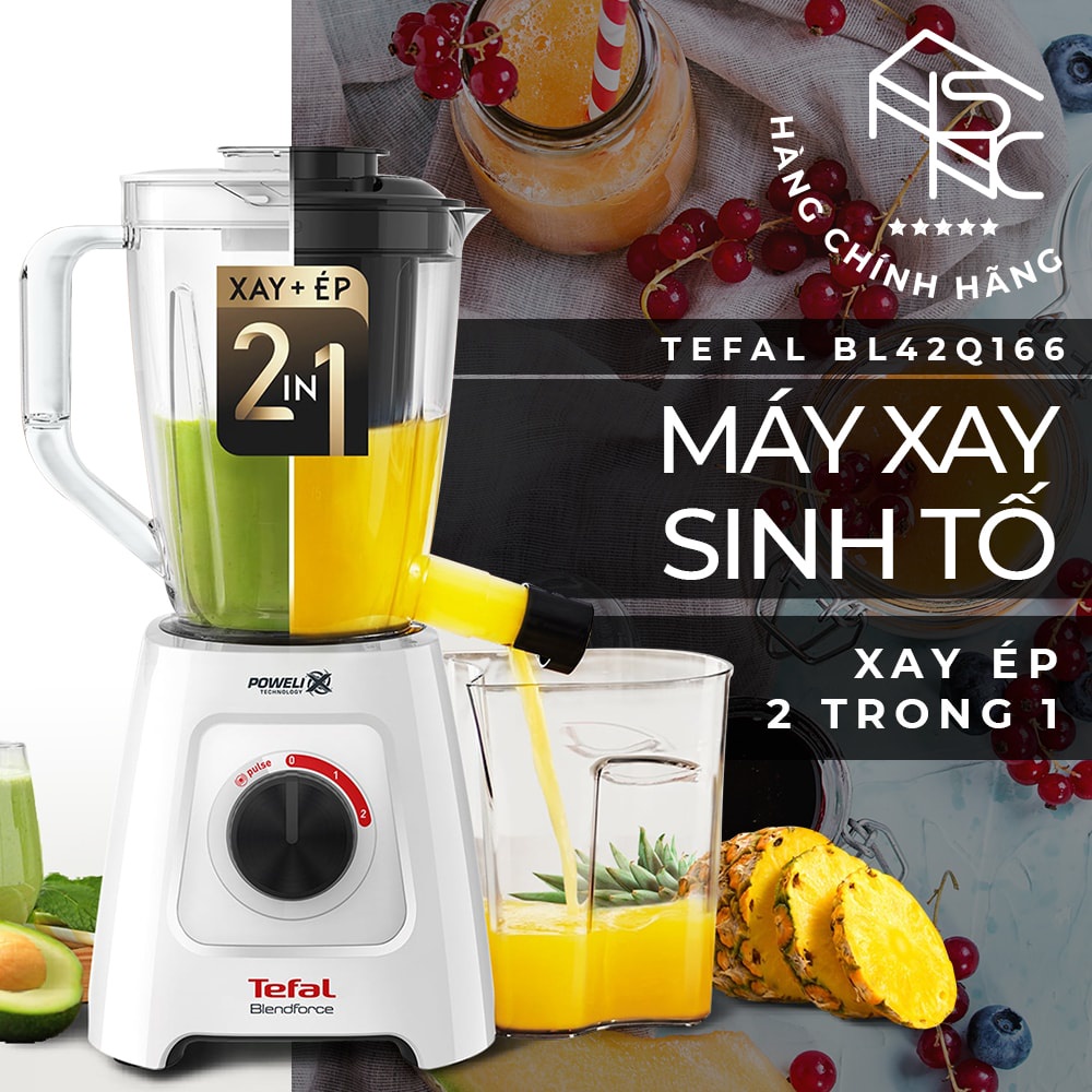 Máy xay sinh tố đa năng, máy xay sinh tố 2 in 1 - Tefal - BL42Q166 - Thương hiệu Pháp