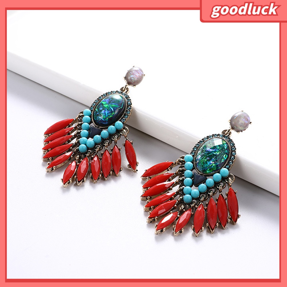 ps/Baroque Women Rhinestone Inlaid Geometric Dangle Ear Stud Earrings Party Jewelry