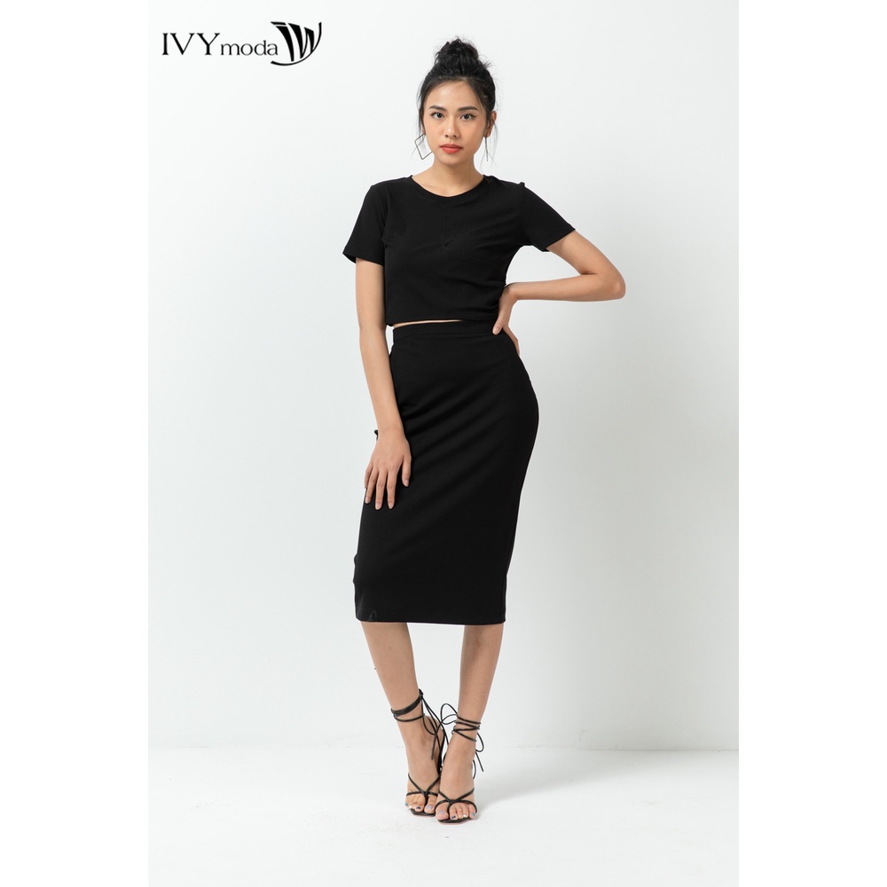 Áo croptop nữ thun gân IVY moda MS 57M6751
