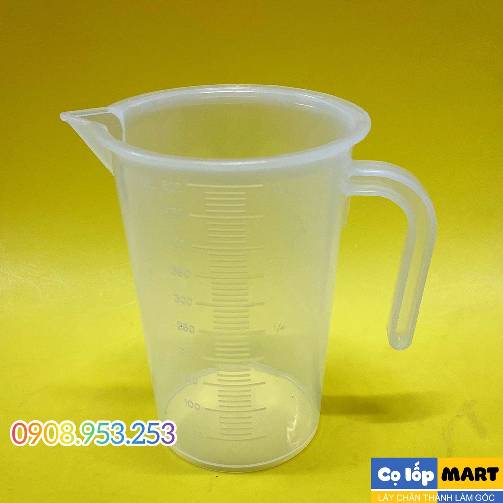 Ca Đong Cầm Tay Trong Suốt Có Vạch Chia Đo Lường/Định Lượng Dung Dịch 500ml