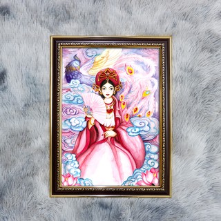 Tranh Cô Chín khung composite xịn xò 36x48cm