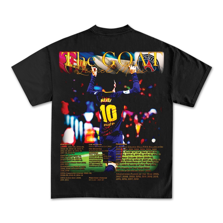 BLANK | Áo Thun MESSI Tay Lỡ Unisex - Đen Cổ Tròn