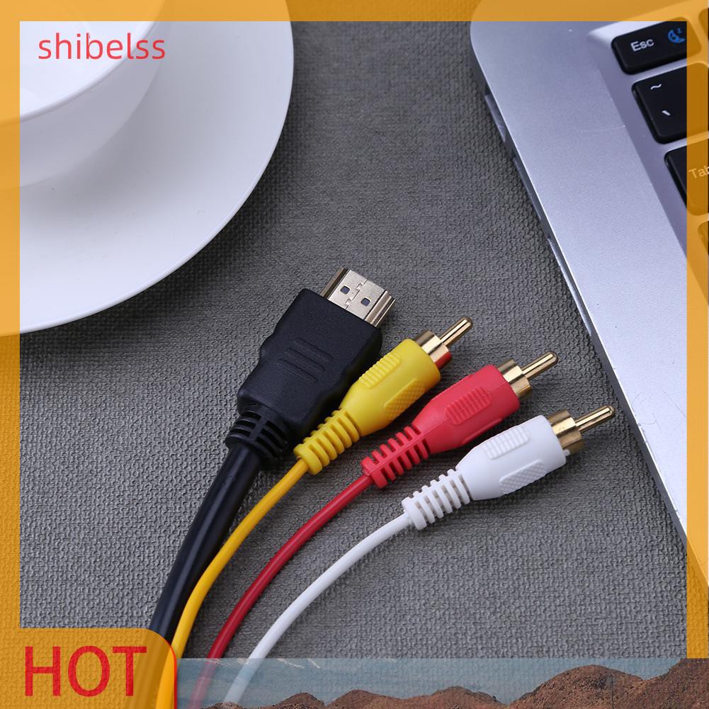 （ʚshibelss）1.5M HD HDMI To 3RCA AV Cable Gold-Plated Audio Cable for TV Set-Box