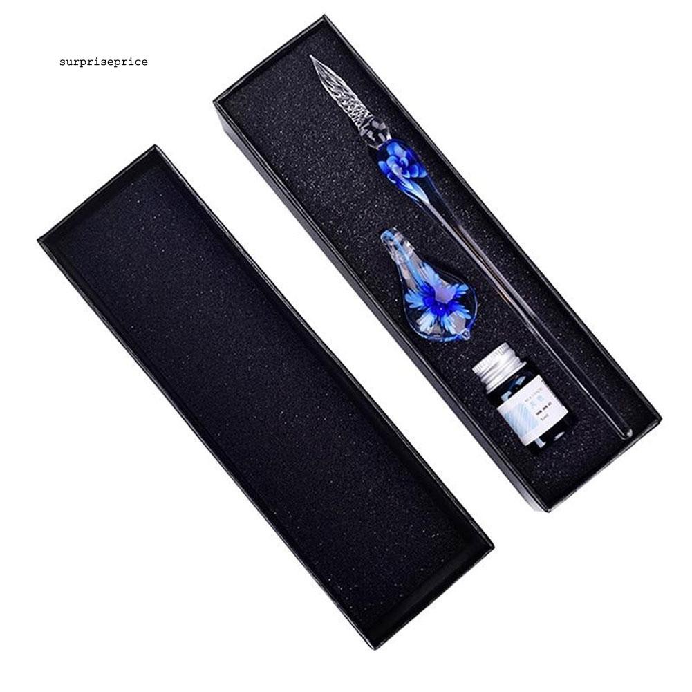 Bút thủy tinh có chi tiết hoa bằng thủy tinh cao cấp