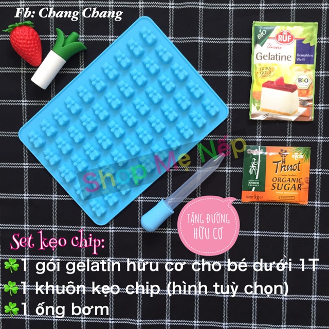 Set làm kẹo chip (gelatin, khuôn, đường, ống bơm)