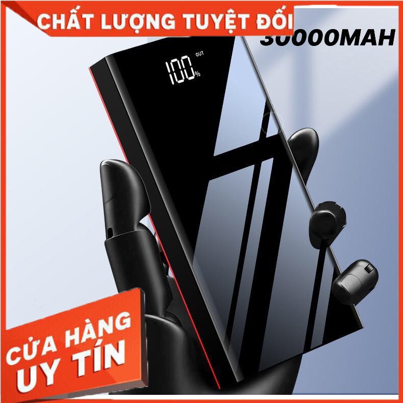 SẠC CỰC NHANH - PIN SẠC DỰ PHÒNG 30000MAH MẶT GƯƠNG ĐEN HUYỀN THOẠI |KhanhSky