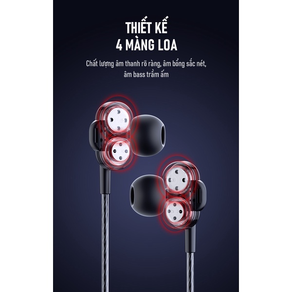 Tai Nghe Dây ROBOT RE30 Thiết Kế In-Ear Dây TPE Trong Suốt Cổng Kết Nối 3.5mm