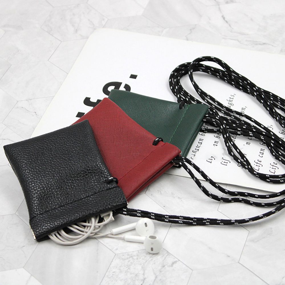 Túi Đựng Tai Nghe / Thẻ / Tiền Xu Mini Bằng Da Pu Nhỏ Gọn Tiện Dụng Cho Nam Và Nữ