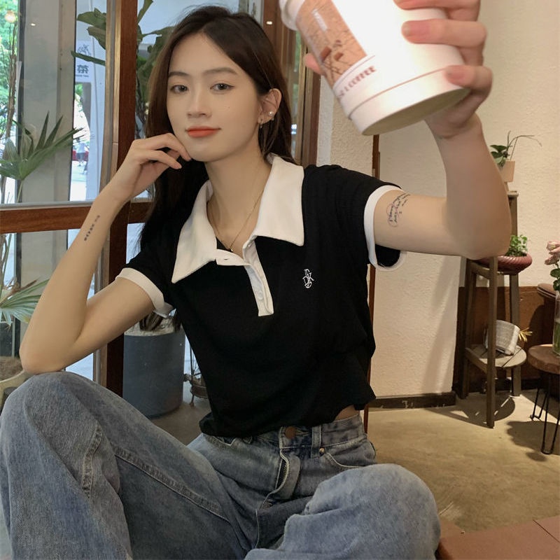 Áo Thun polo Ngắn Tay Phong Cách Preppy Cho Nữ  tao bao