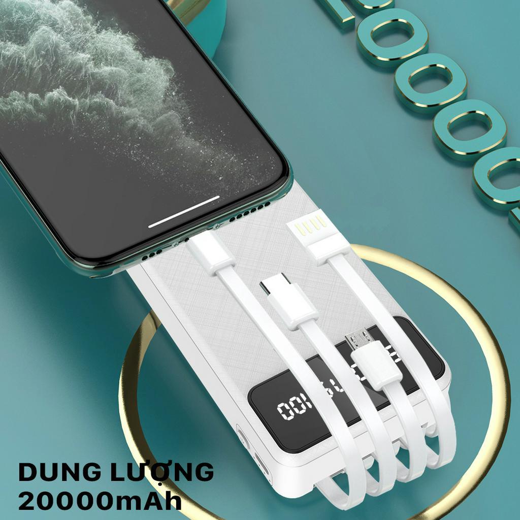A6 Sạc Dự Phòng Sendem P900 20000mAh Tích Hợp Sẵn Cáp Sạc, Có Led Báo Phần Trăm Pin P900