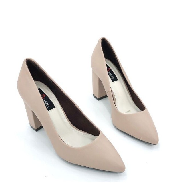 Min's Shoes - Giày Gót Vuông Da Thật V199
