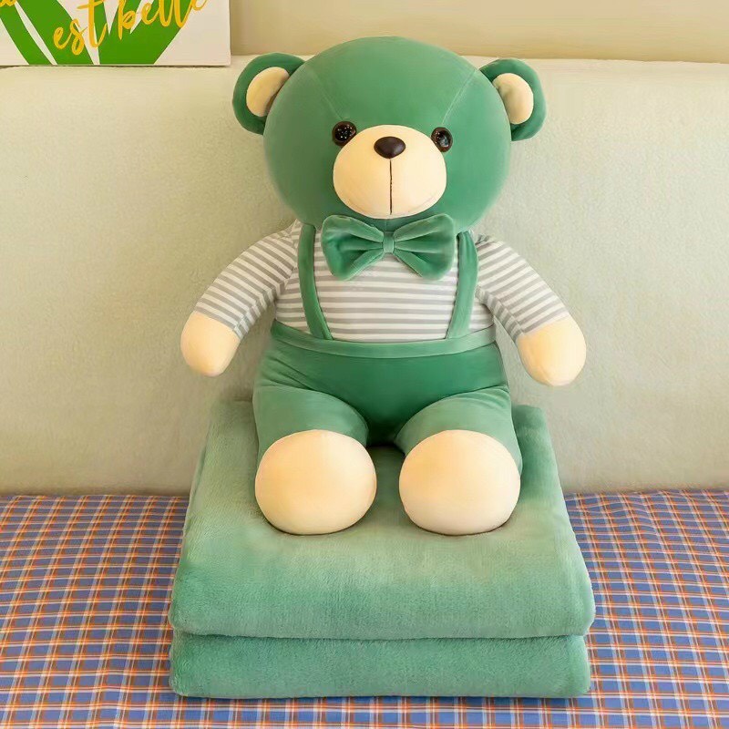 Bộ Chăn Gối Văn Phòng 3in1 Hizun Tiện Lợi Hình Gấu Cute