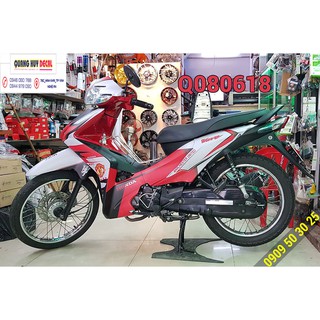 Tem trùm wave rsx đỏ trắng, độ phủ bộ team decal cho xe máy rẻ đẹp