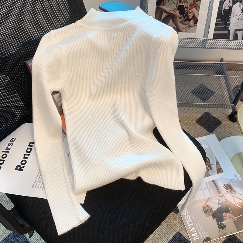 Áo sweater Dệt Kim Tay Dài Cổ Lọ Thời Trang Thu Đông Phong Cách Châu Âu Mới