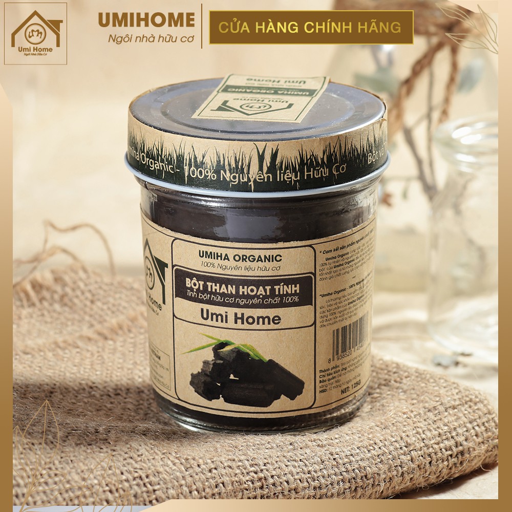 Bột Than Hoạt Tính đắp mặt hữu cơ UMIHOME nguyên chất - Dưỡng da trắng mịn, loại bỏ bã nhờn, giảm thâm do mụn để lại