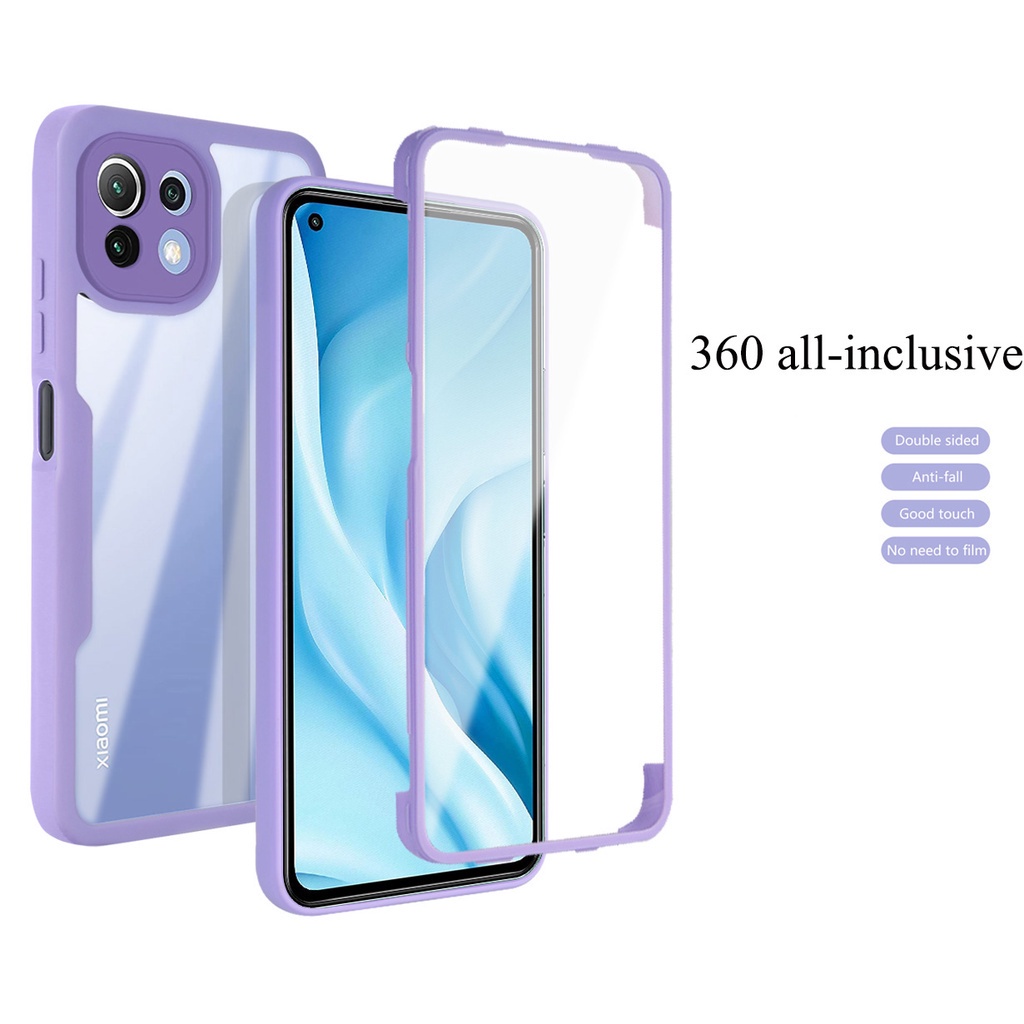 Ốp Điện Thoại Acrylic Cứng Trong Suốt Chống Sốc Bảo Vệ 360 Độ 3 Trong 1 Cho Xiaomi Redmi 10 Note 10 Pro 10s 9 9s 9Pro 9T 9A 9C