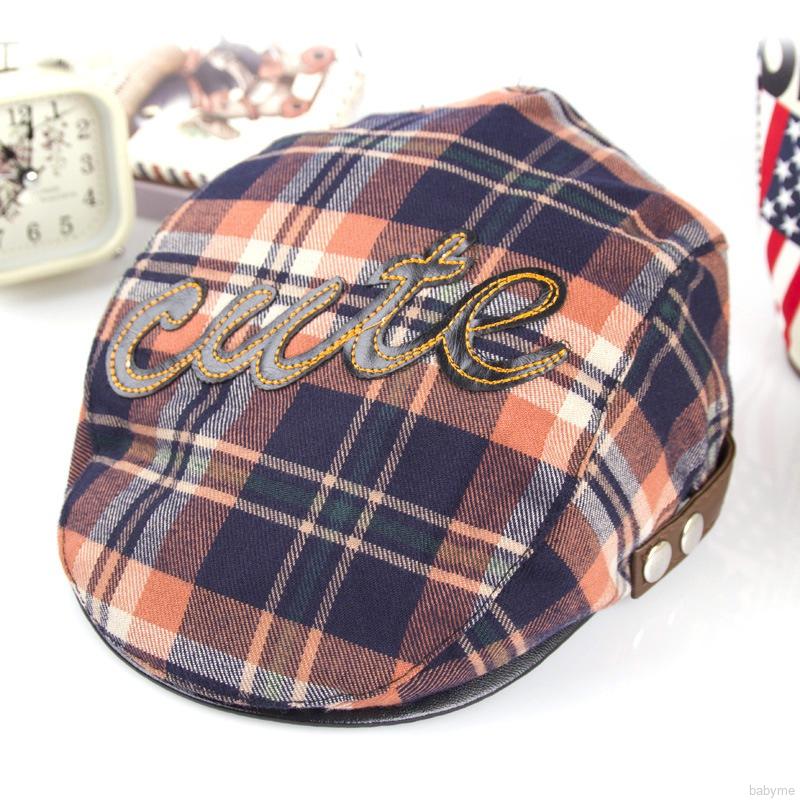 Mũ beret in họa tiết caro sành điệu cho trẻ nhỏ 2-5 tuổi