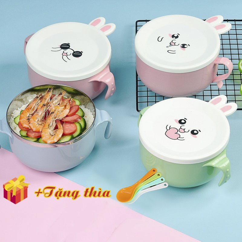 Bát tô úp mỳ, bát mặt thỏ  tô úp mì ăn cơm ngộ nghĩnh kute cách nhiệt chống nóng
