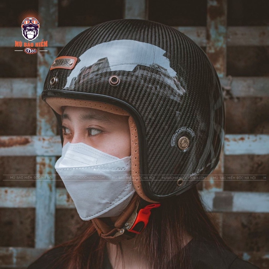 Mũ Bảo Hiểm 3/4 Cao Cấp Bulldog Heli Carbon - Phong Cách Cổ Điển