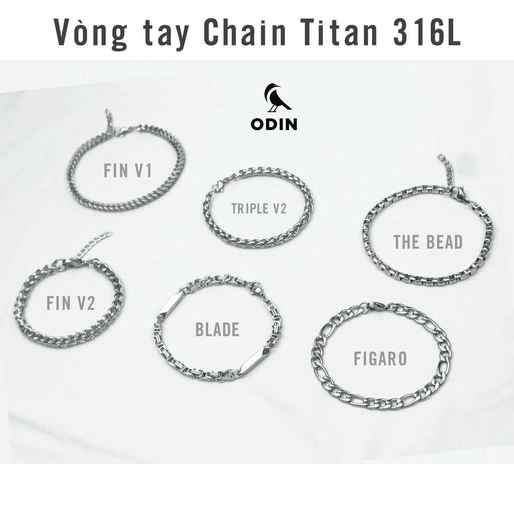 Vòng tay Chain ODIN Titan 316L kiểu dáng Basic Cổ điển x Retro bảo hành trọn đời