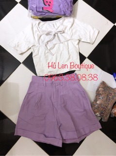 SET ÁO KHOÉT NGỰC QUẦN SHORT TÍM (KÈM HÌNH THẬT)