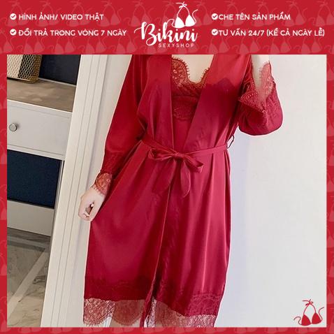 ❣️ Váy ngủ nữ 2 dây chất liệu lụa Quảng Châu phối ren ngực gợi cảm Freesize màu đen/ đỏ/ trắng/ hồng/ xanh SN05