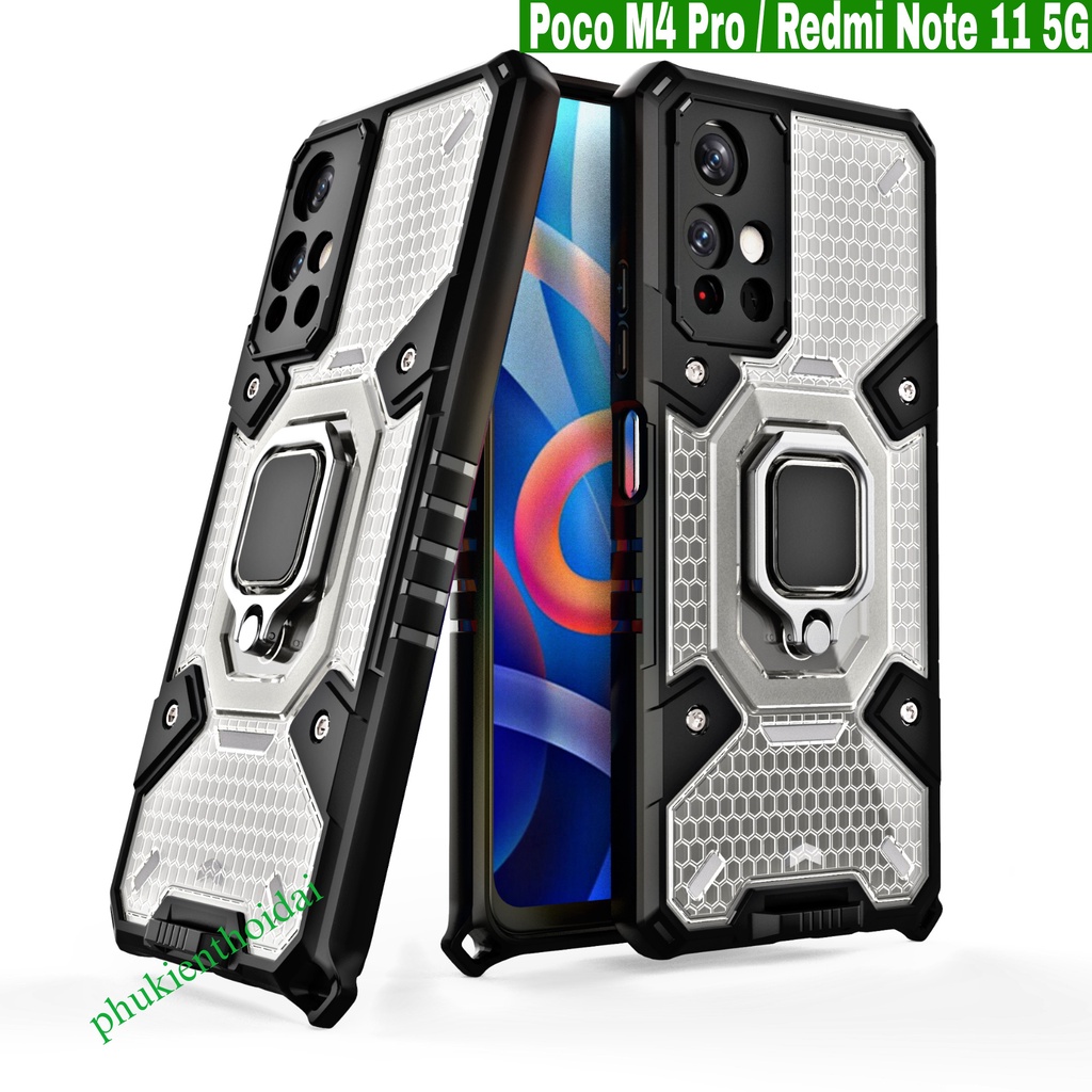 Ốp lưng Poco M4 Pro 5G tổ Ong Iring không gian mới chống sốc giá đỡ xem phim