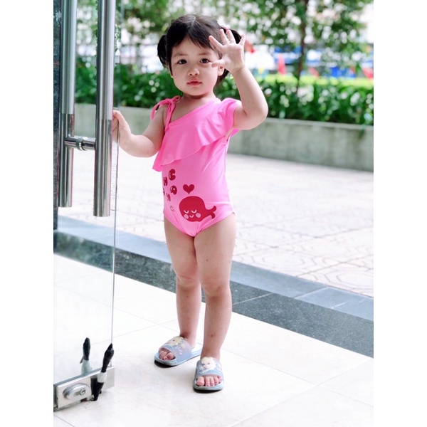 Đồ Bơi Bé Gái Bộ Bơi Trẻ Em Bikini Một mảnh thiết kế bèo ngực chéo, dây buộc vai