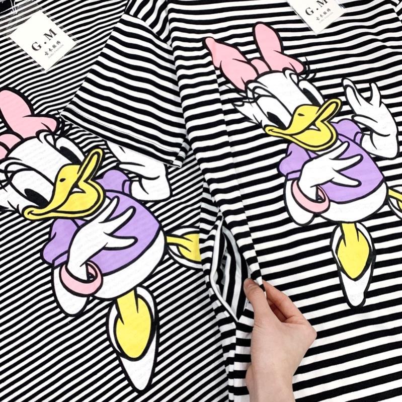 Váy Thun Kẻ In Hình Phom Rộng Dáng Dài Bầu Bí Mặc Thoái Mái