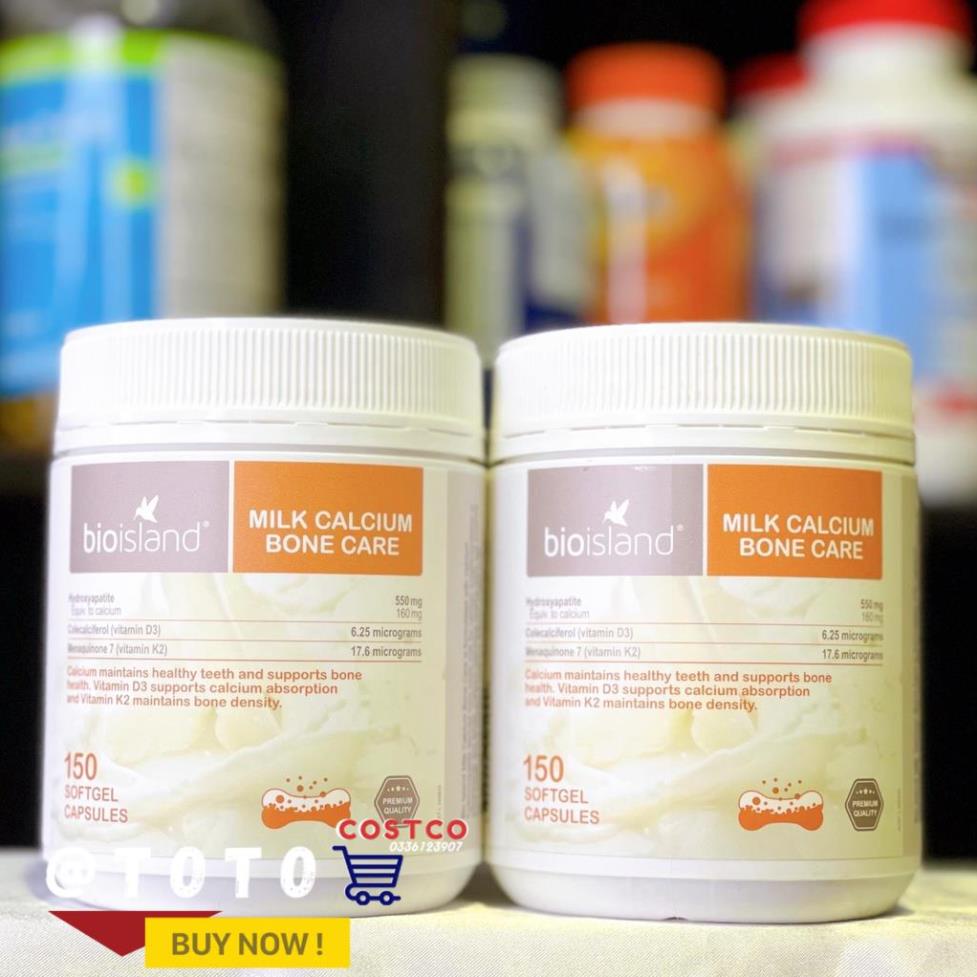 Bio Island Milk Calcium Bone Care 150 viên - Bổ sung đầy đủ 3 trong 1, canxi, k2, d3 đầy đủ