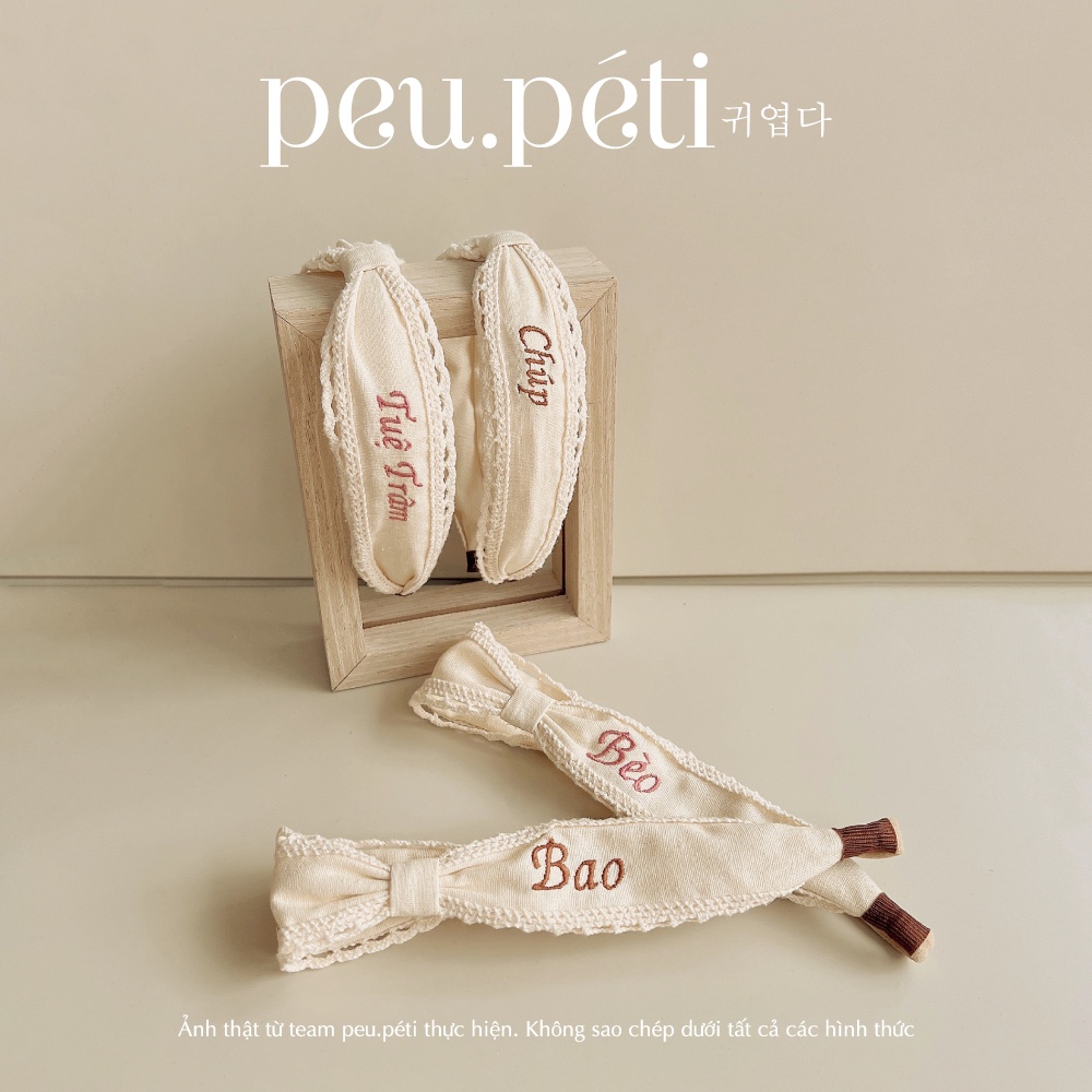 Turban hoặc Bờm thêu tên bé MÀU BEIGE style Hàn- peu.péti  GỬI TÊN BÉ VÀO TIN NHẮN OR GHI CHÚ BẠN NHÉ!!!