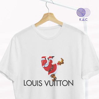 Áo Thun LV Trắng Unisex, Áo Thun Luon Vui Tuoi Ông Già Noel, Chất Liệu Cotton, Đủ Size XS-4XL