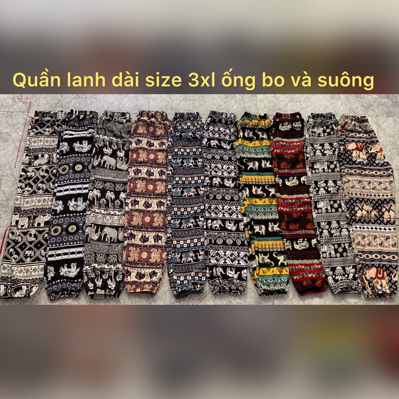 Quần lanh dài 3xl thổ cẩm ống bo và suông