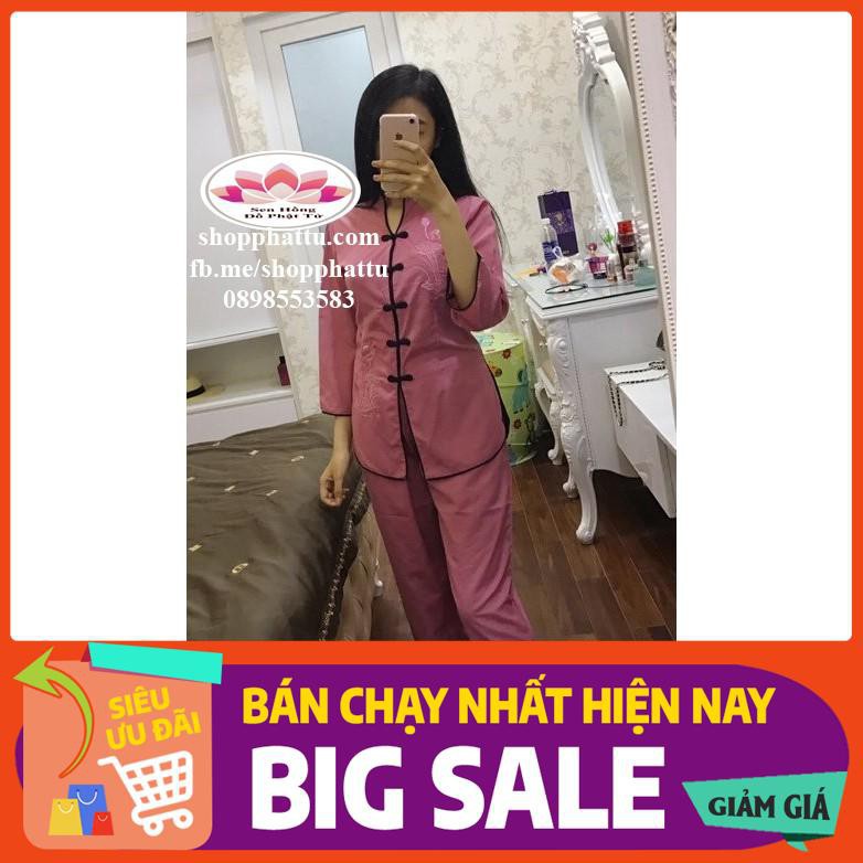 🕉️🕉️(KHÔNG LỢI NHUẬN) Quần áo Phật tử áo lam đi chùa Pháp Phục nữ cao cấp #bộ cổ tàu thêu sen kate nhật mát mịn | BigBuy360 - bigbuy360.vn