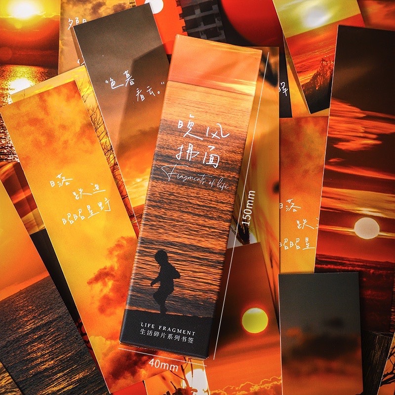Bookmark kẹp sách giấy cứng hoạ tiết phong cảnh thiên nhiên