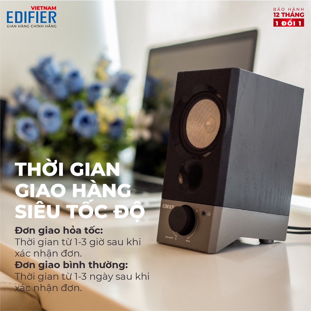 Loa vi tính EDIFIER R19U - Loa 2.0 mini cổng nguồn USB - Thiết kể nhỏ gọn - Vỏ gỗ giảm dội âm Hàng phân phối chính hãng