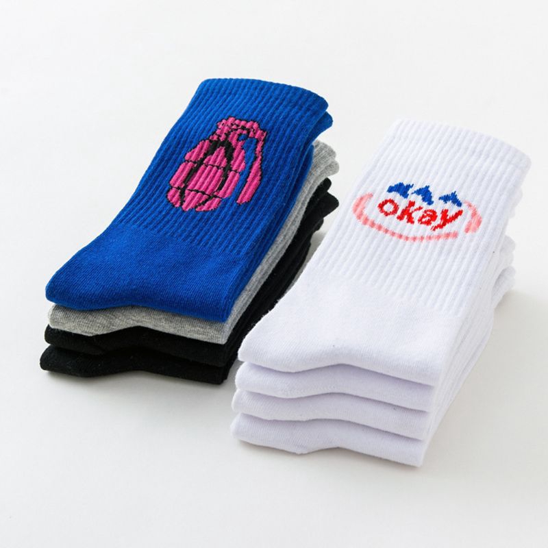 Vớ cotton cổ cao họa tiết nhiều kiểu phong cách Hàn quốc cá tính