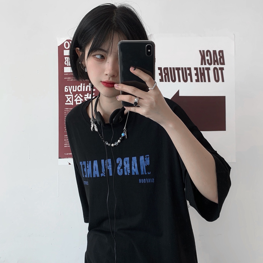 Áo thun Mars RUBY chất cotton co dãn 4 chiều 2 màu Đen, Trắng, from rộng tay lỡ unisex, in trước sau