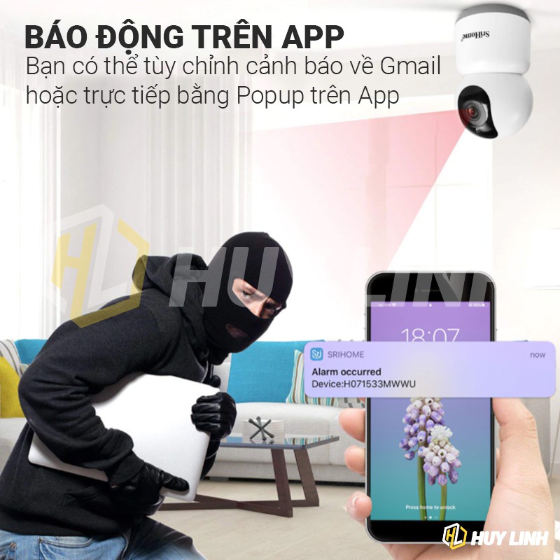 [Mã 154ELSALE2 giảm 7% đơn 300K] Camera Wifi Srihome SH038 4.0MP - Xem đêm có màu hỗ trợ băng tần 5G lắp trong nhà