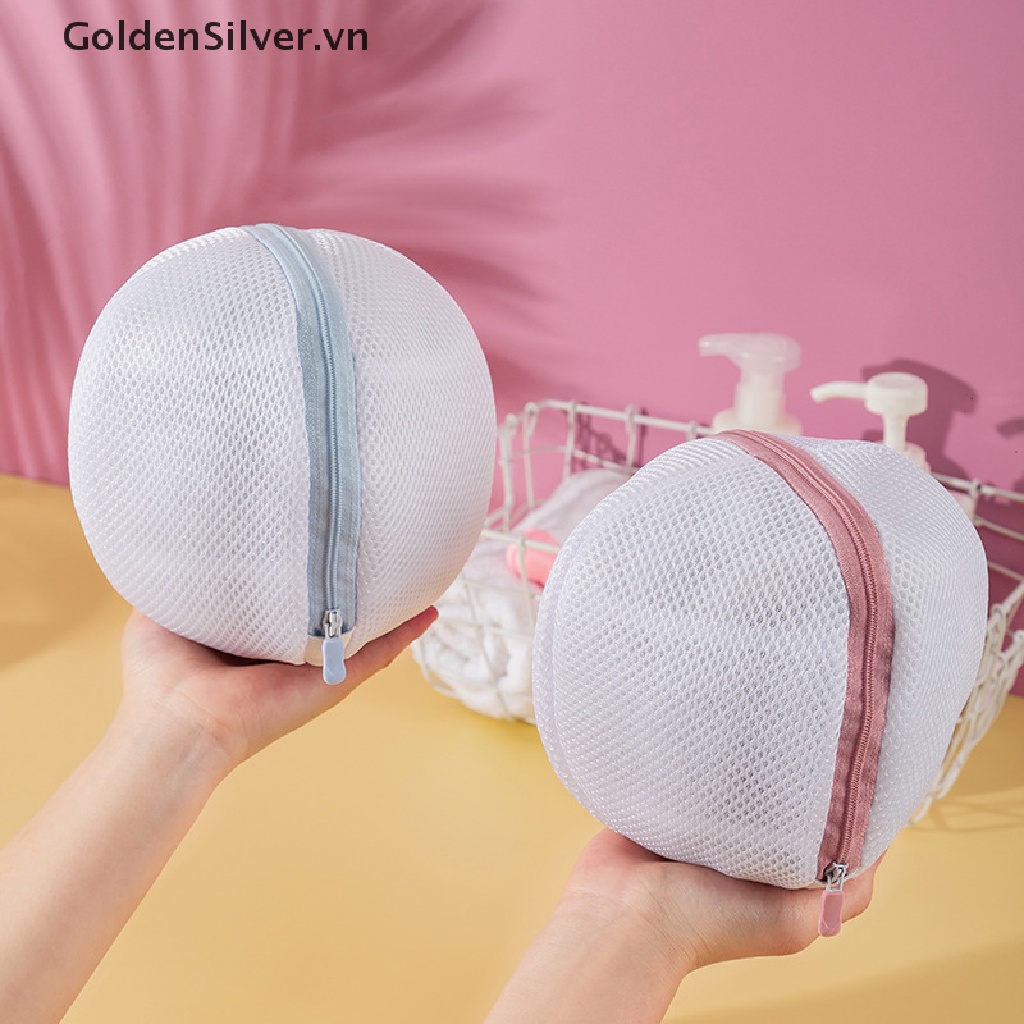 Túi Lưới Giặt Đồ Lót Bằng Polyester Màu Vàng Bạc