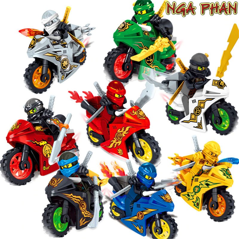 Combo 2 Ninja Cưỡi Mô Tô Cực Đẹp Ninjago Lego Lele Đồ Chơi Xếp Hình Lắp Ráp