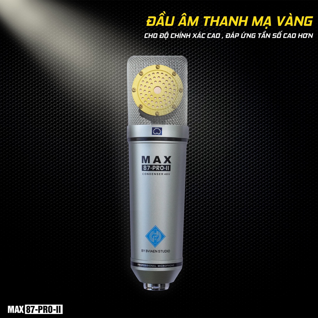 Micro thu âm Max 87-Pro-II 48V livestream chuyên nghiệp - Condenser microphone - Dùng cho phòng thu, karaoke sân khấu