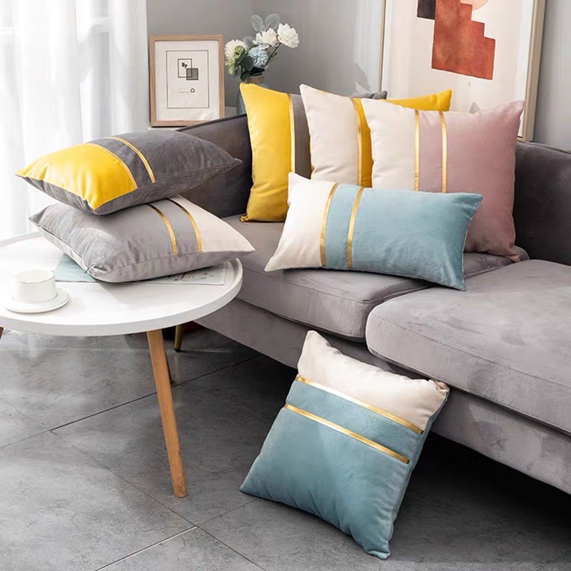 Gối tựa lưng sofa gối ôm MIX MÀU SẮC vải nhung lụa cao cấp tinh tế