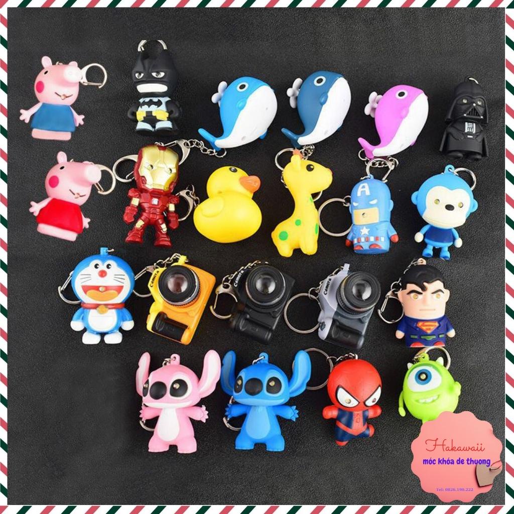 Móc khóa đa năng các nhân vật hoạt hình, móc khóa kêu + sáng đèn, dùng làm móc khóa xe máy