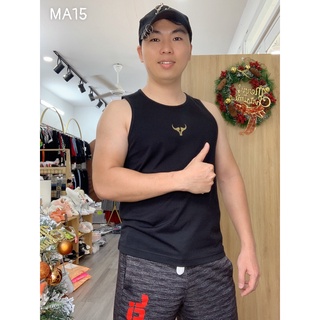 Sale áo ba lỗ unisex logo trâu nhũ đồ̀ng ma15