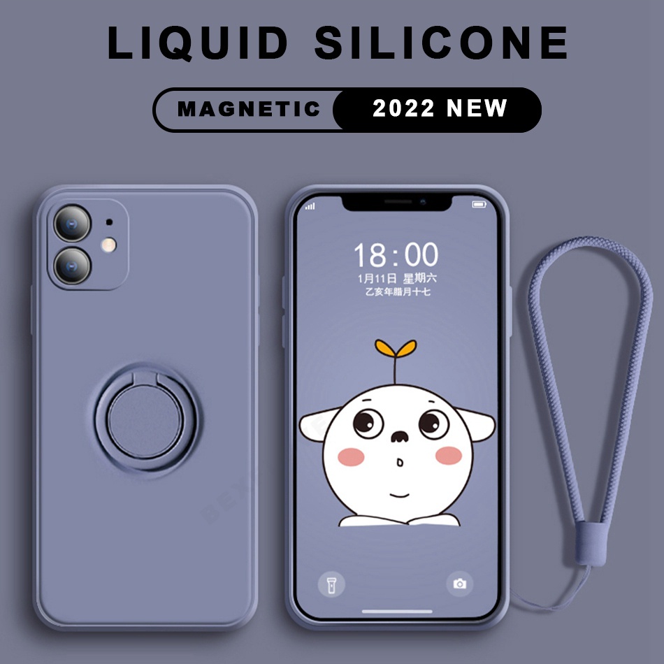 Ốp Điện Thoại Silicon Có Giá Đỡ Nam Châm Cho iPhone 14 13 12 11 Pro MAX Mini X XS MAX XR 6 6S 7 8 Plus 12Pro 13Pro 7Plus